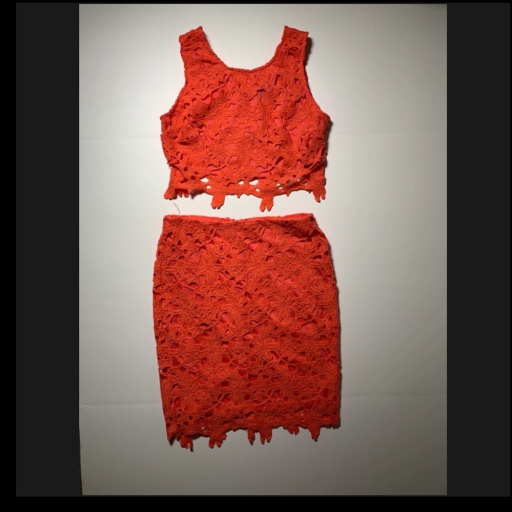 Two piece tangerine skirt set